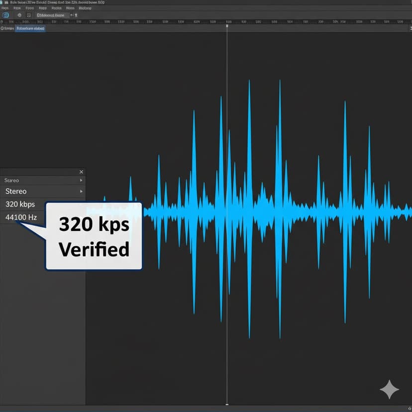 High quality shorts audio waveform 320kbps verified in Audacity